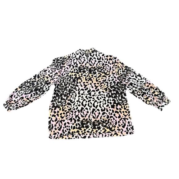 Veronica Beard Multicolor Leopard Print Lety Silk Top Size 4 Pastel Black Blouse - Picture 3 of 11